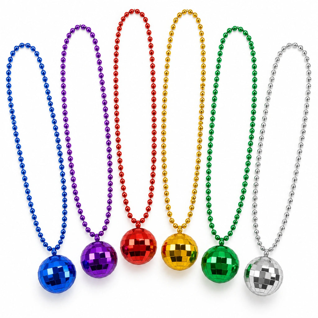 Colorful Disco Ball Pendant Bead Necklace