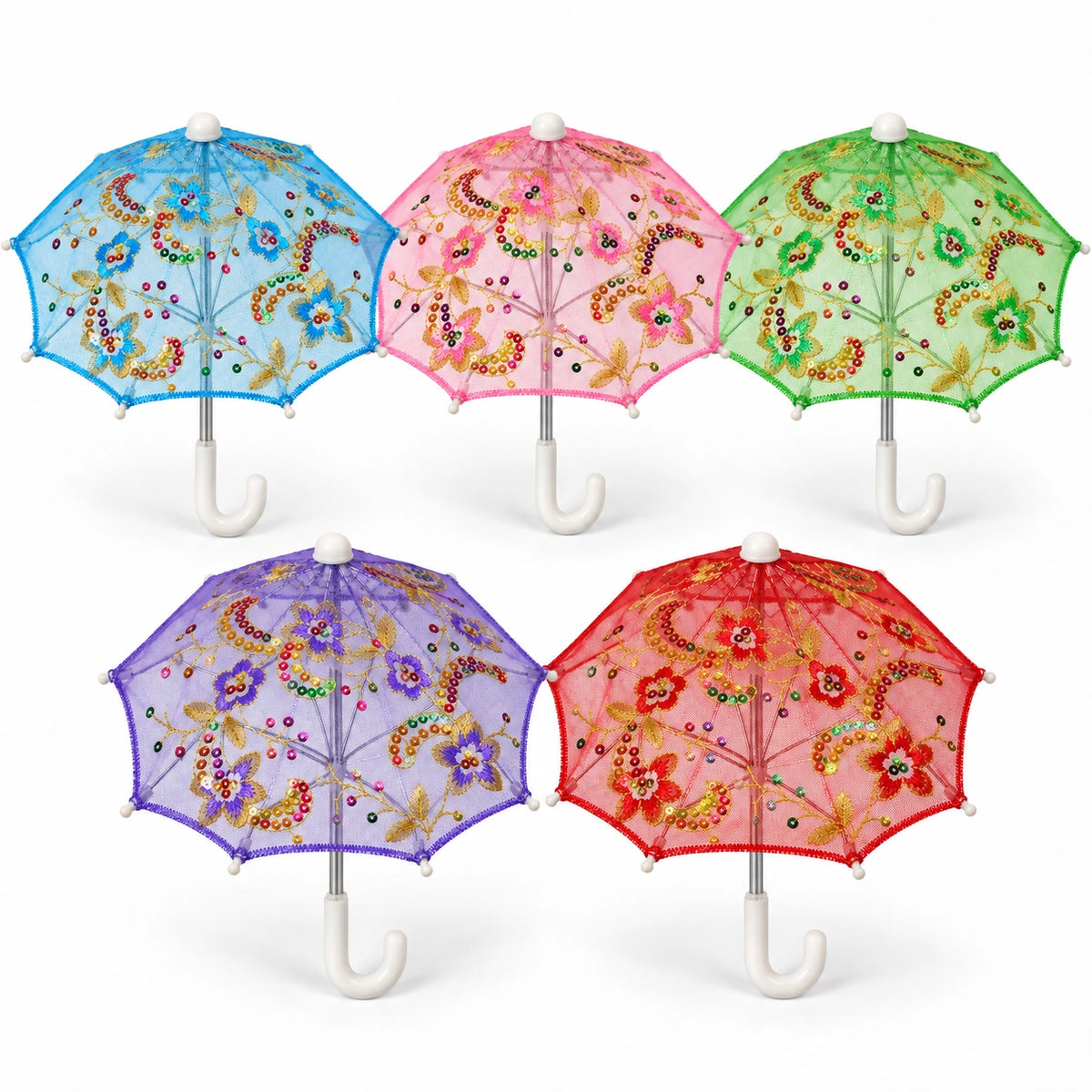 Decorative Embroidered Mini Parasol Umbrella - 20 cm