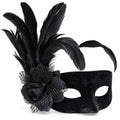 Velvet Flower & Feather Masquerade Mask
