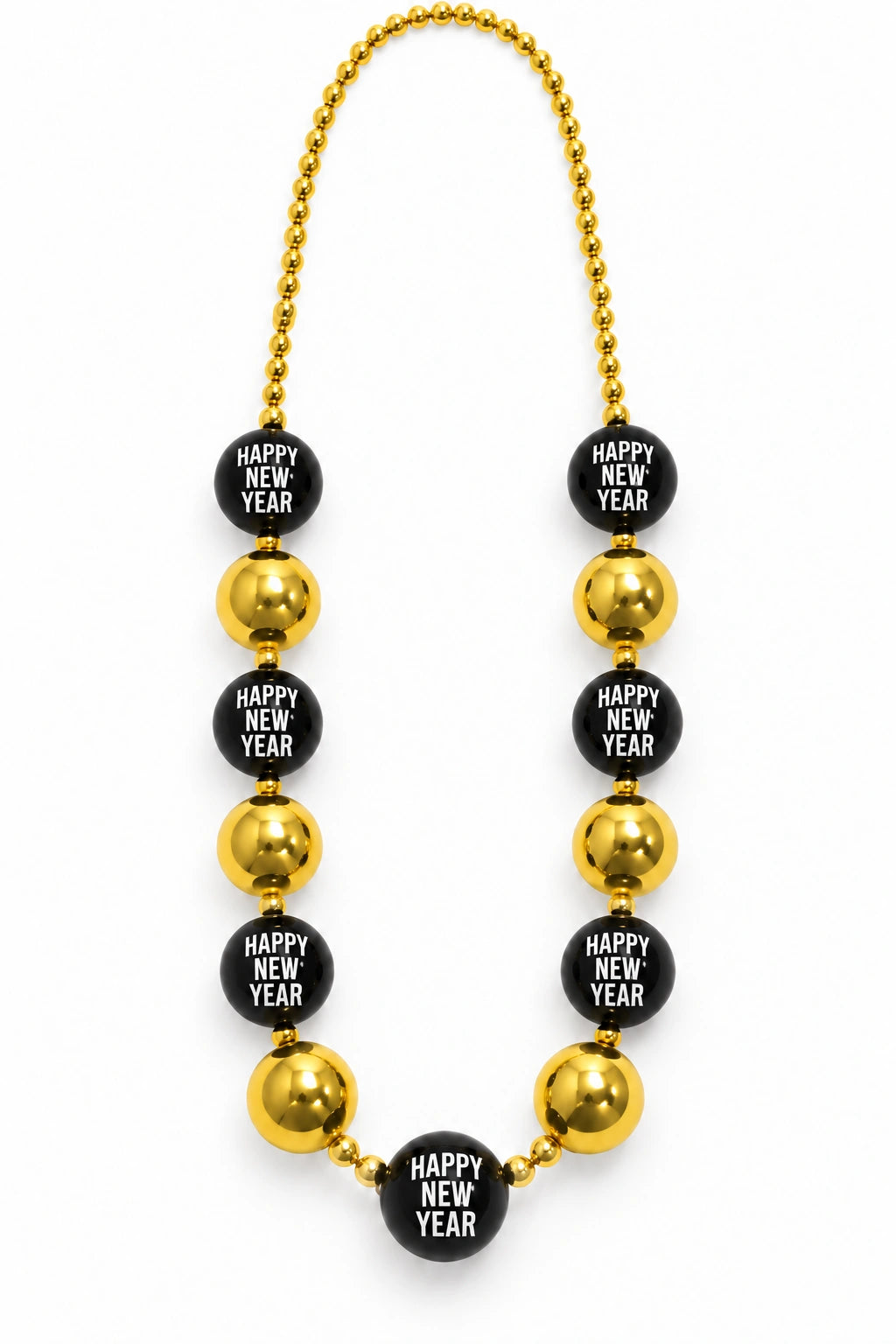 Black & Gold Happy New Year Bead Necklace