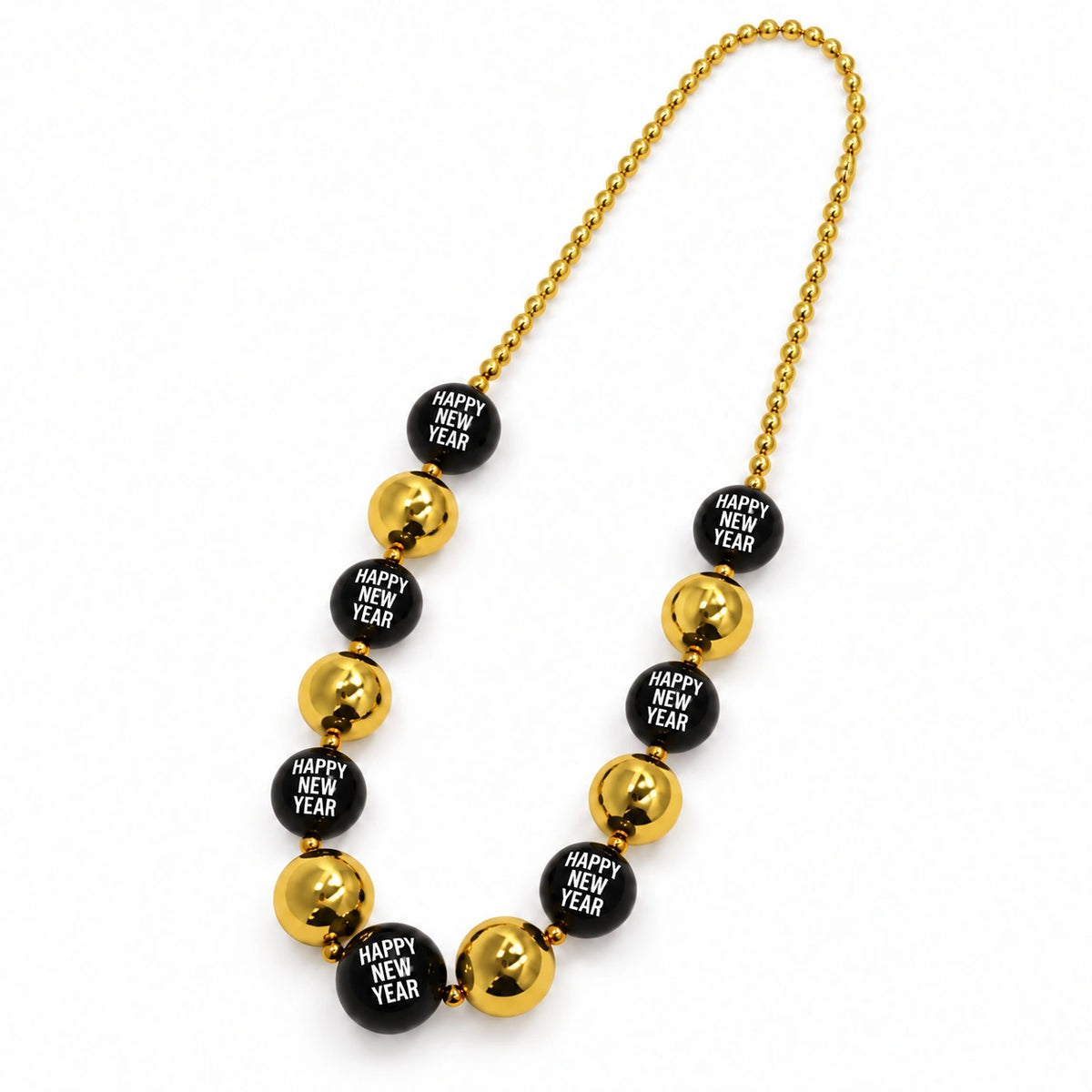 Black & Gold Happy New Year Bead Necklace