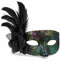 Holographic Flower & Feather Masquerade Mask