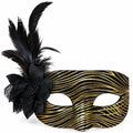 Metallic Wave Flower & Feather Masquerade Mask
