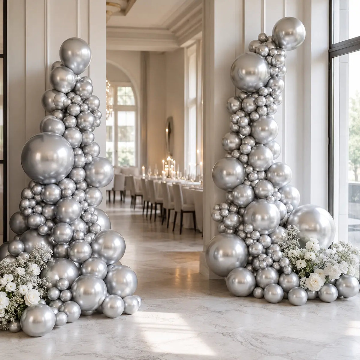 Silver Balloon Decoration Set
