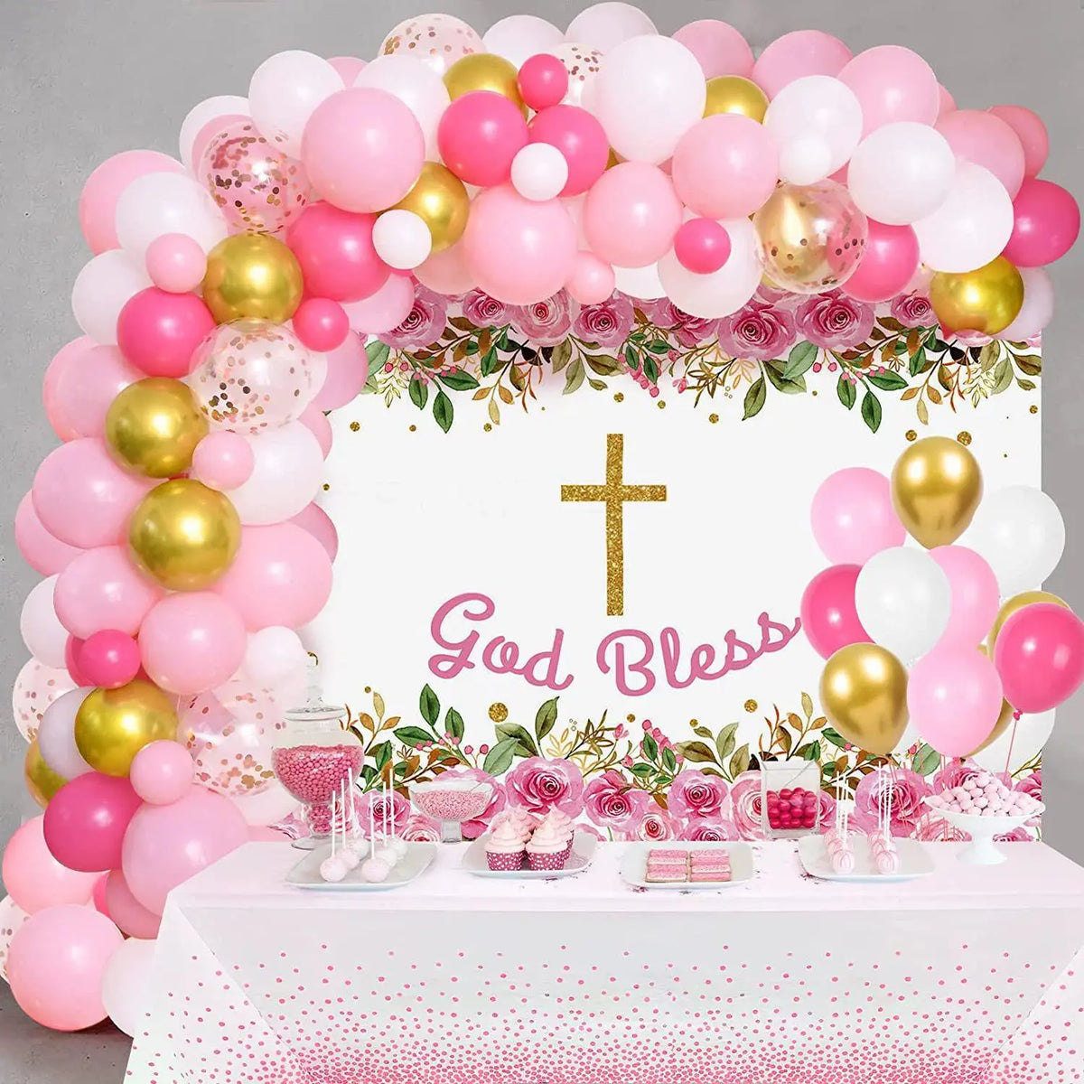 Pink, White & Gold Balloon Decoration Set