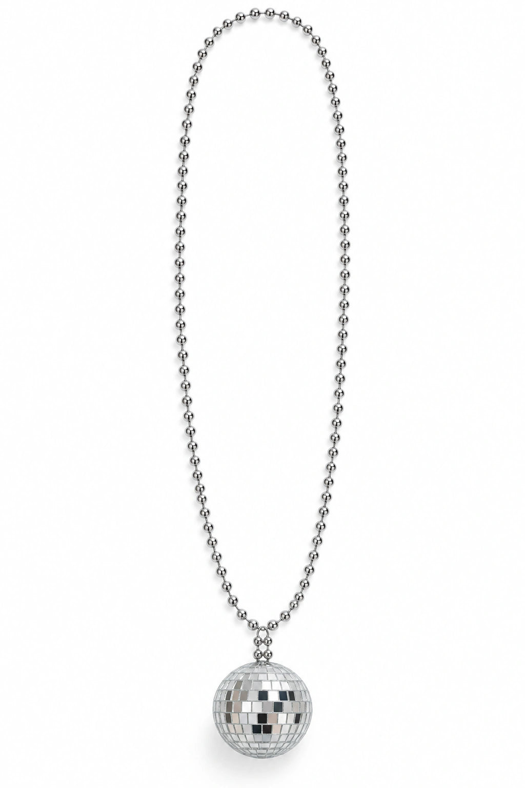 Silver Disco Ball Pendant Necklace