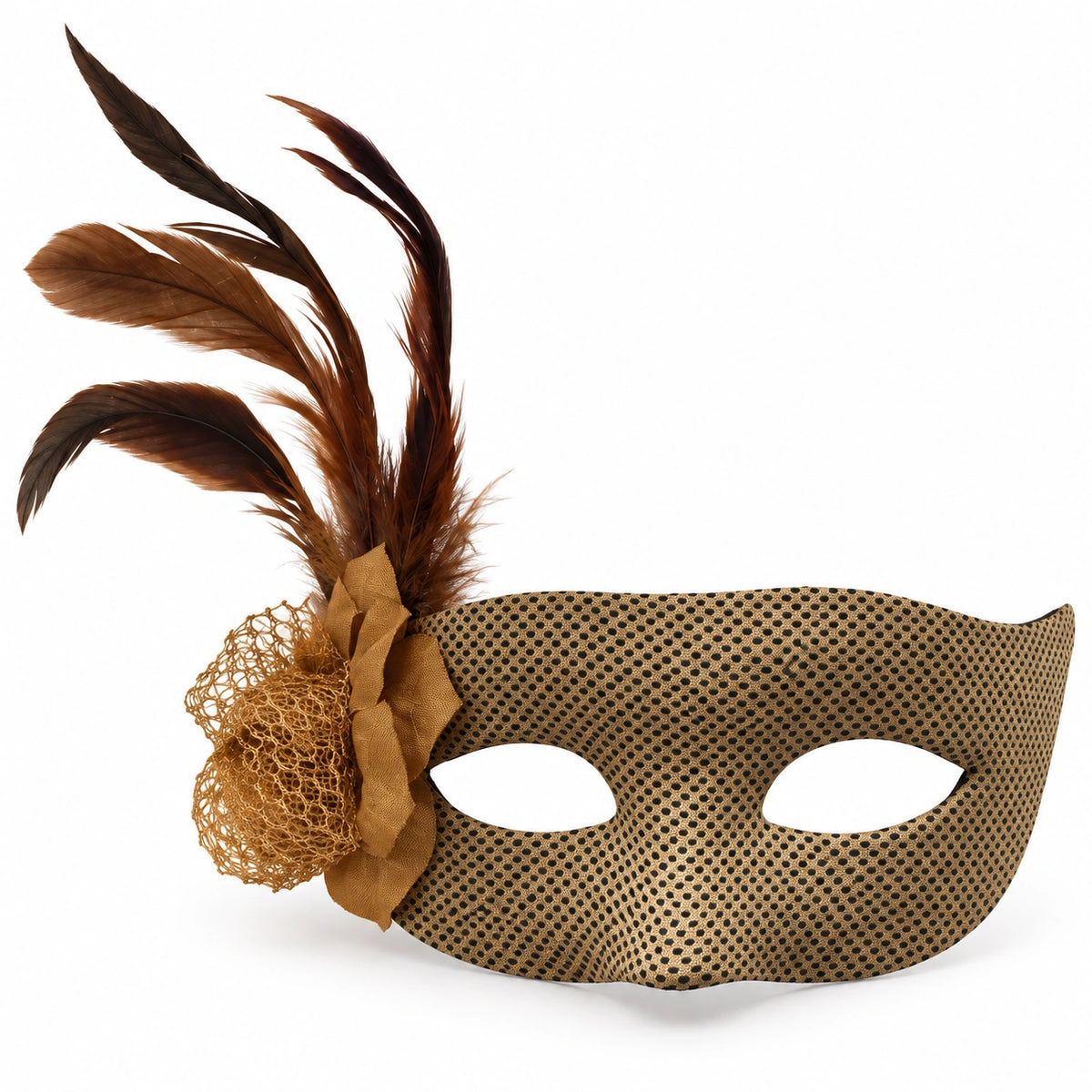 Microdot Flower & Feather Masquerade Mask