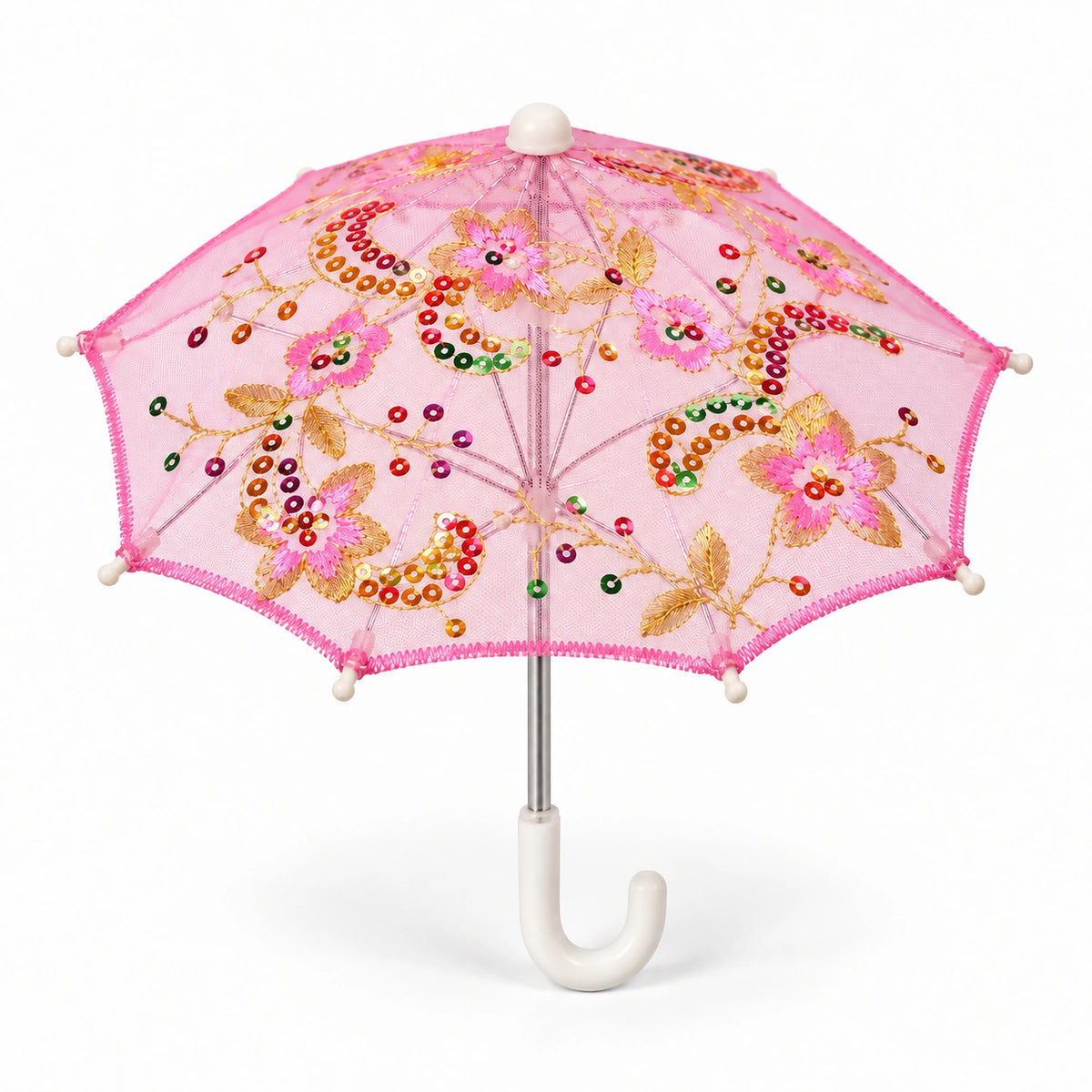 Decorative Embroidered Mini Parasol Umbrella - 20 cm