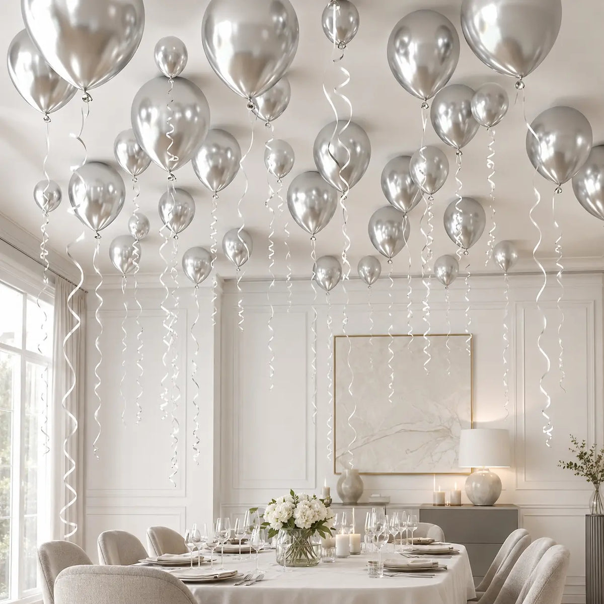 Silver Balloon Decoration Set