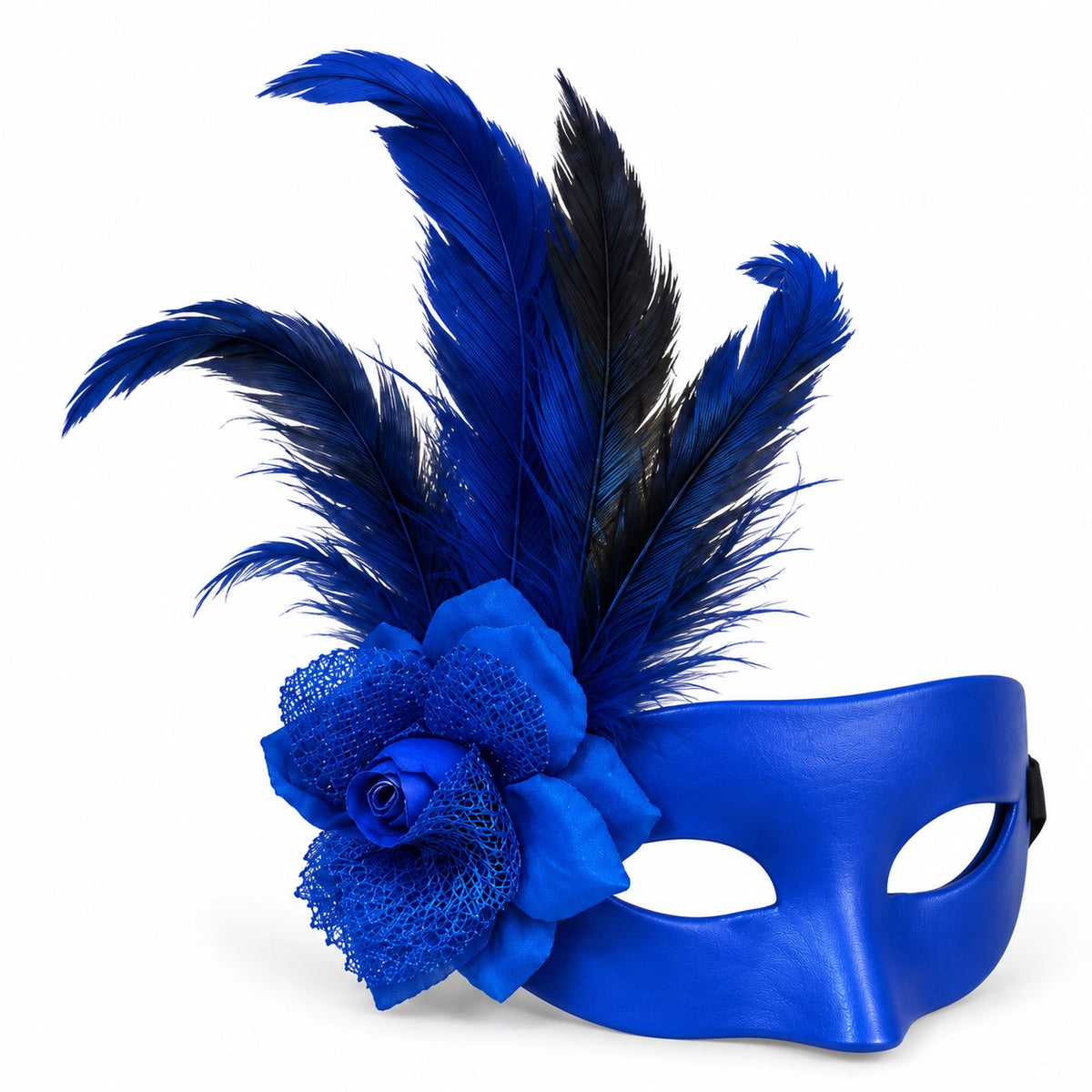Leather Flower & Feather Masquerade Mask