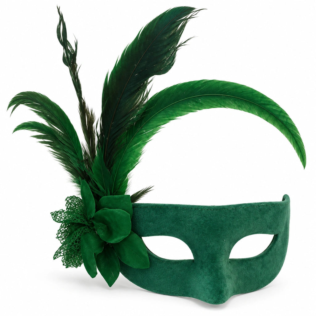 Velvet Flower & Feather Masquerade Mask