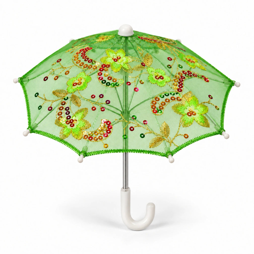 Decorative Embroidered Mini Parasol Umbrella - 20 cm