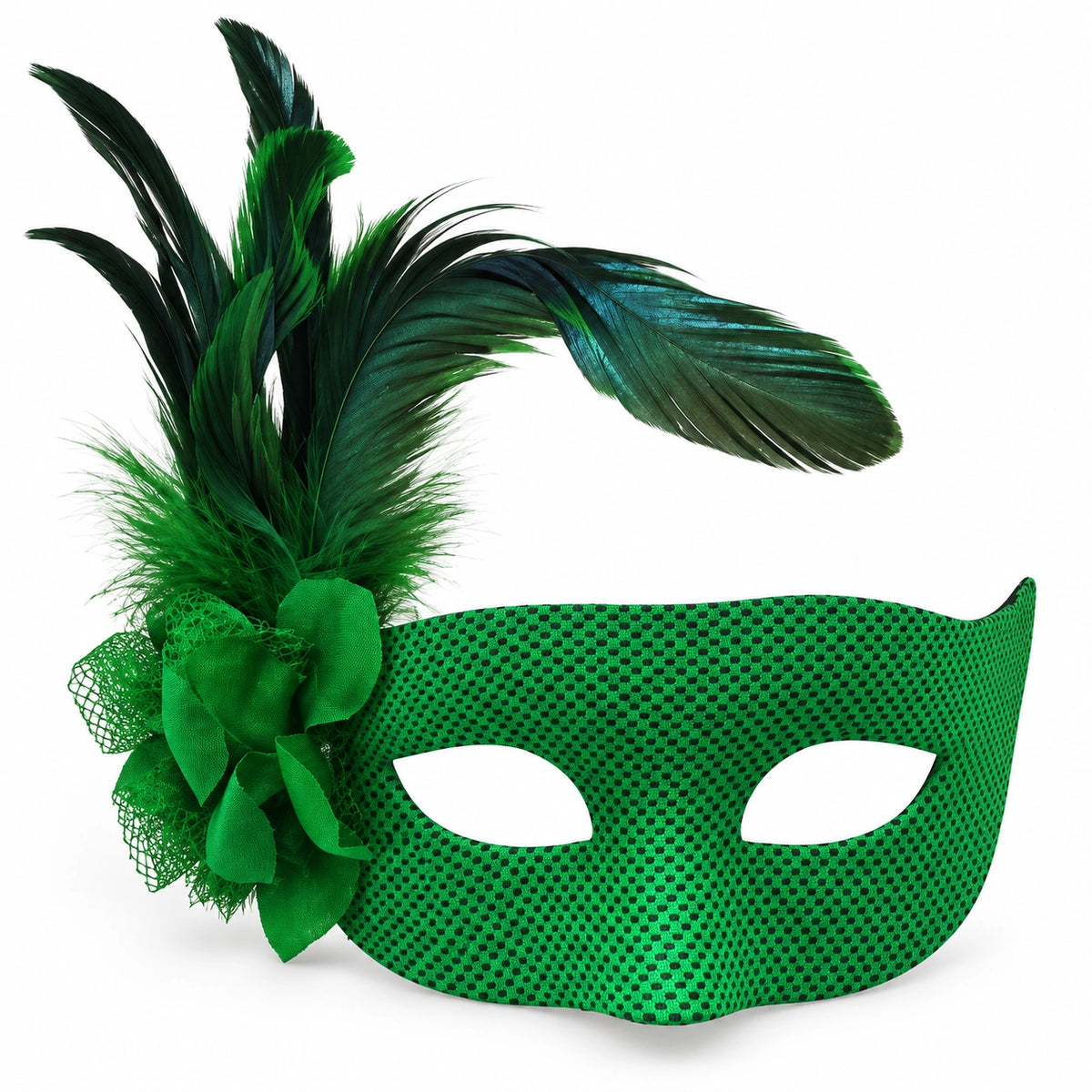 Microdot Flower & Feather Masquerade Mask