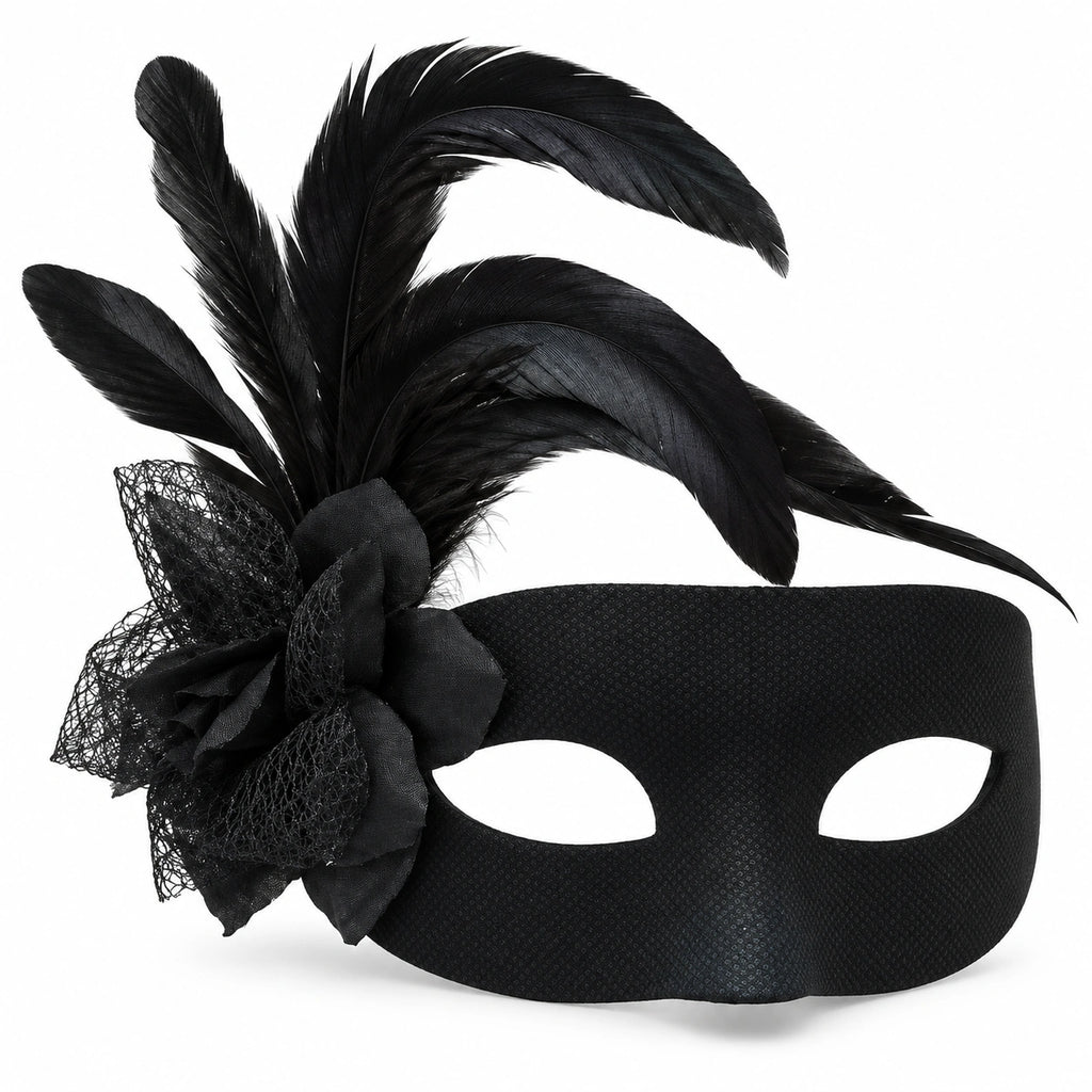 Microdot Flower & Feather Masquerade Mask