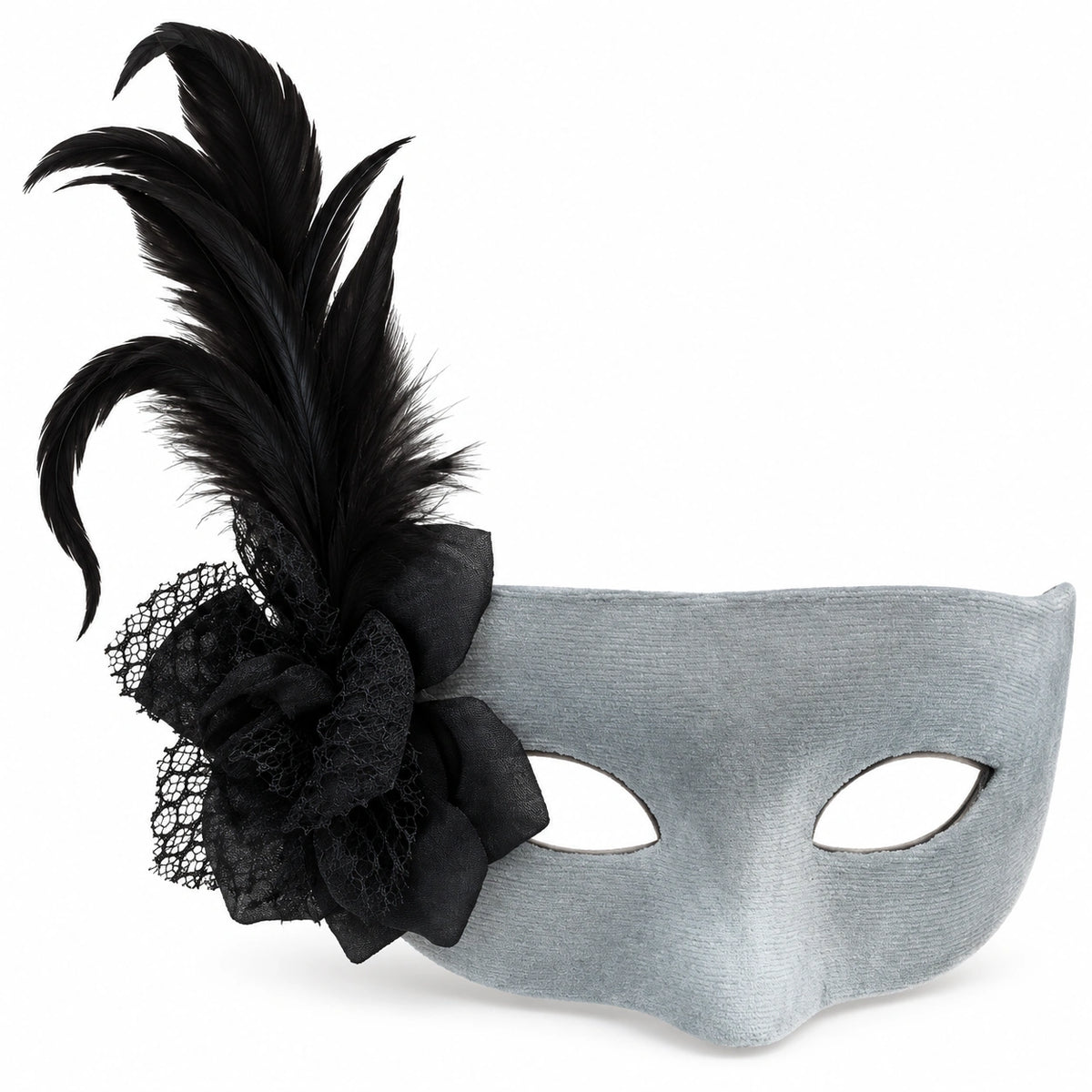 Velvet Flower & Feather Masquerade Mask