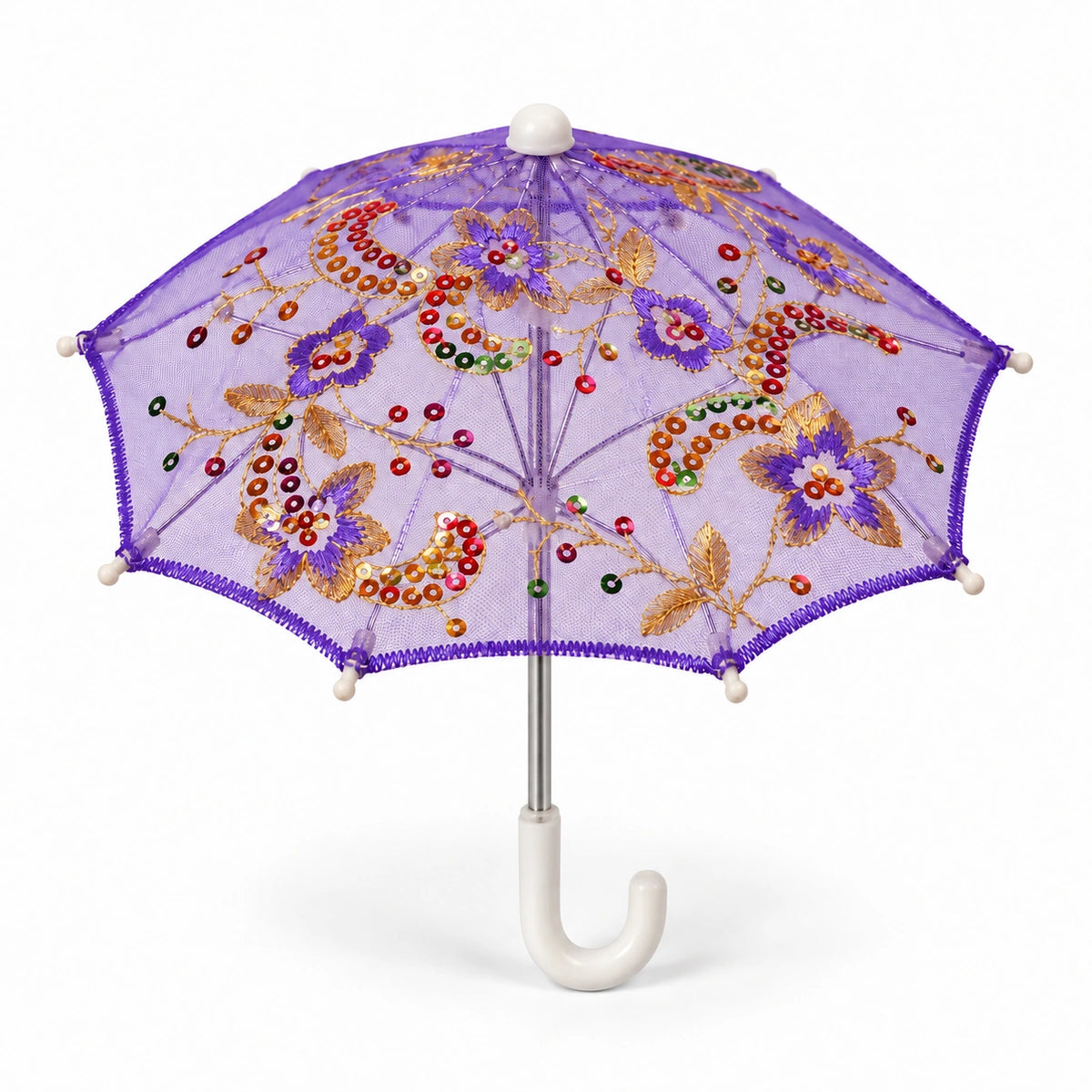Decorative Embroidered Mini Parasol Umbrella - 20 cm