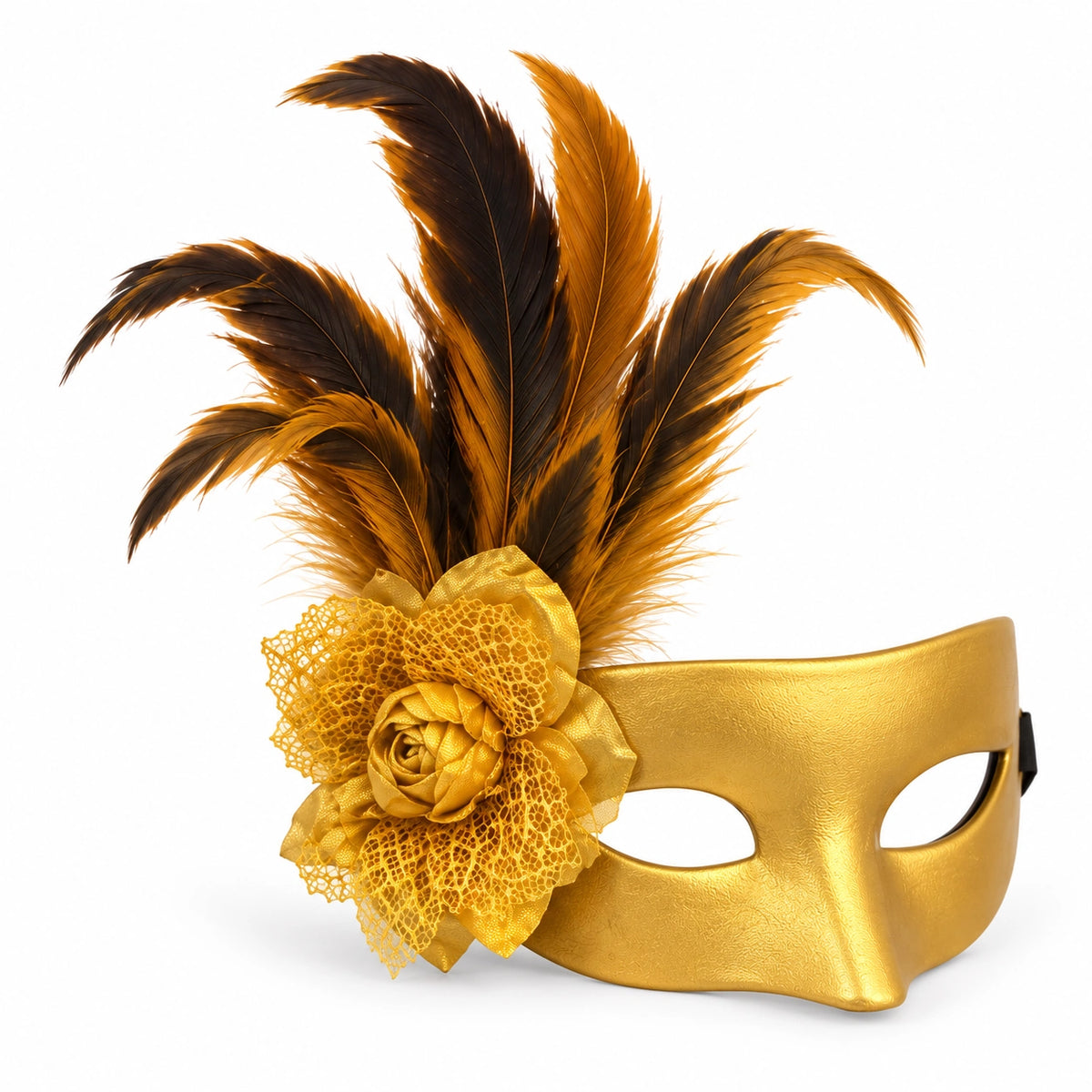 Leather Flower & Feather Masquerade Mask