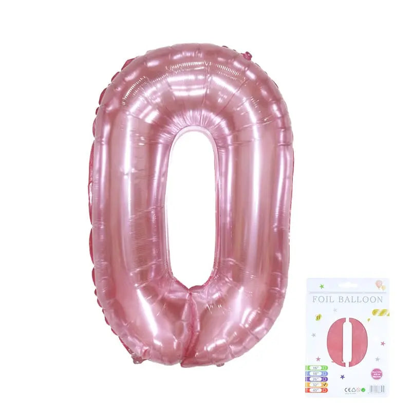 32" Rose Pink Foil Number Balloons – Numbers 0 to 9