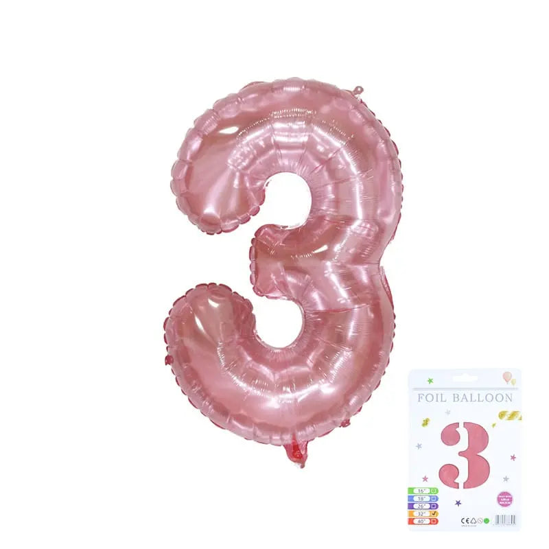 32" Rose Pink Foil Number Balloons – Numbers 0 to 9