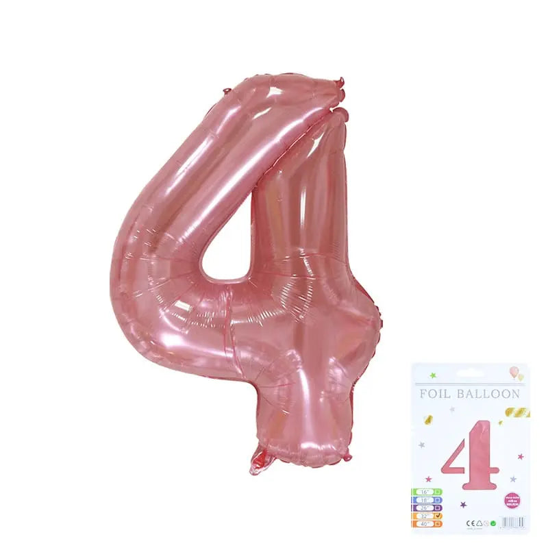 32" Rose Pink Foil Number Balloons – Numbers 0 to 9