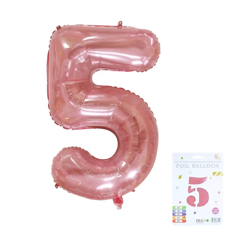 32" Rose Pink Foil Number Balloons – Numbers 0 to 9