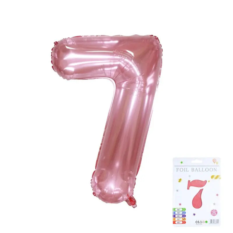 32" Rose Pink Foil Number Balloons – Numbers 0 to 9