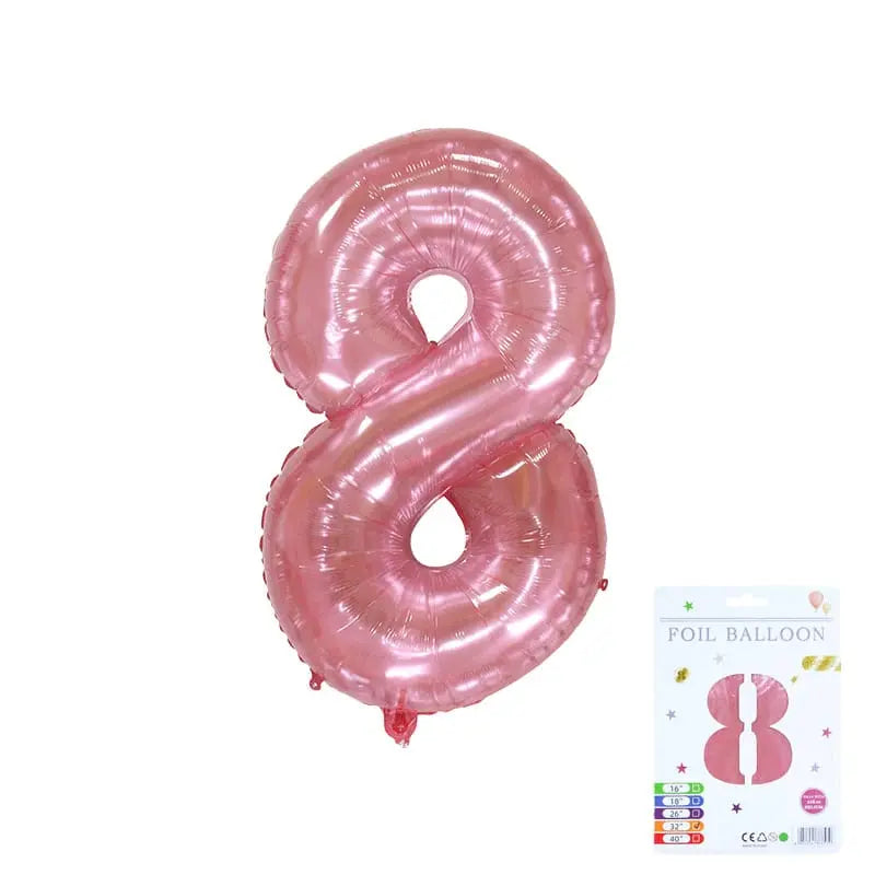 32" Rose Pink Foil Number Balloons – Numbers 0 to 9