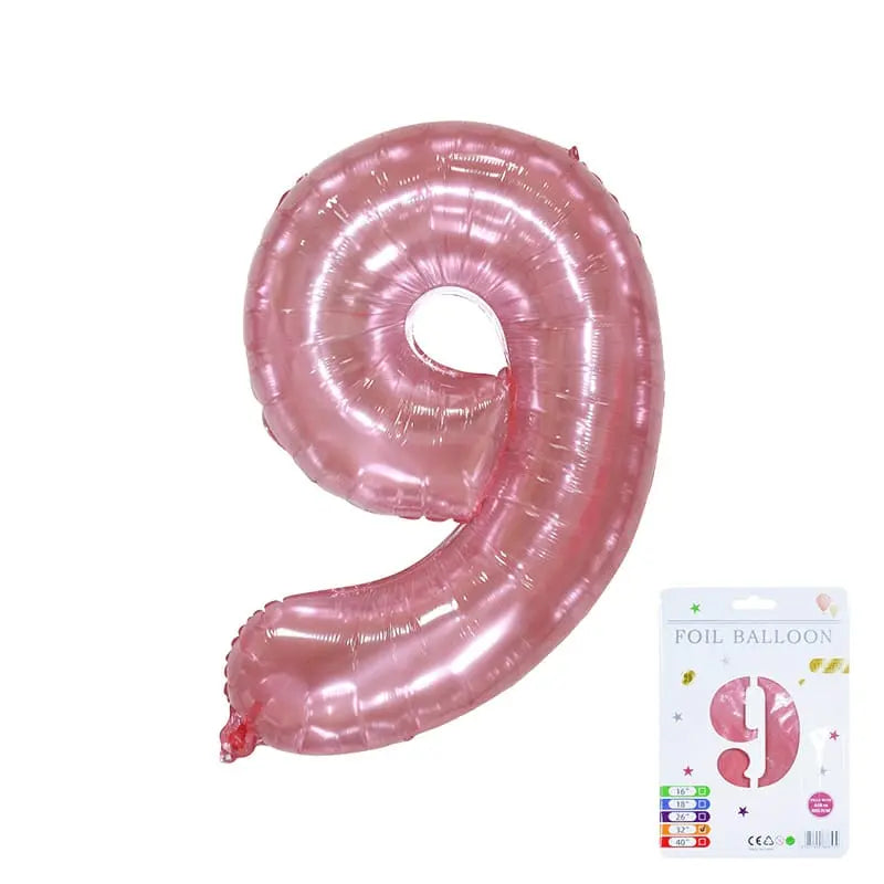 32" Rose Pink Foil Number Balloons – Numbers 0 to 9