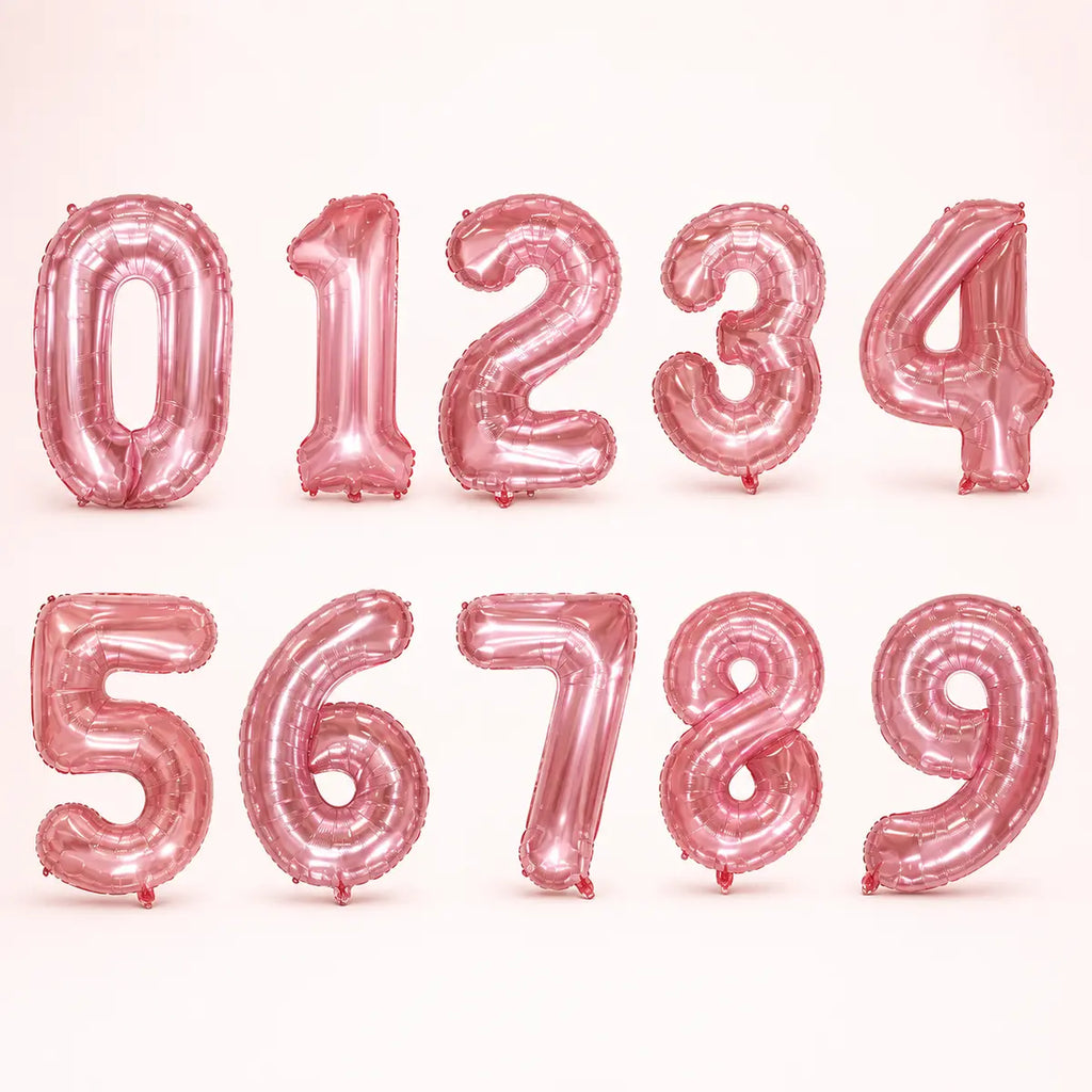 32" Rose Pink Foil Number Balloons – Numbers 0 to 9