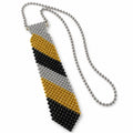Beaded Necktie Necklace - Black, Gold & Silver