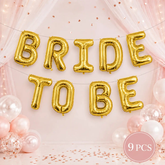 Gold Bride To Be Foil Balloon Set - 9 Pieces