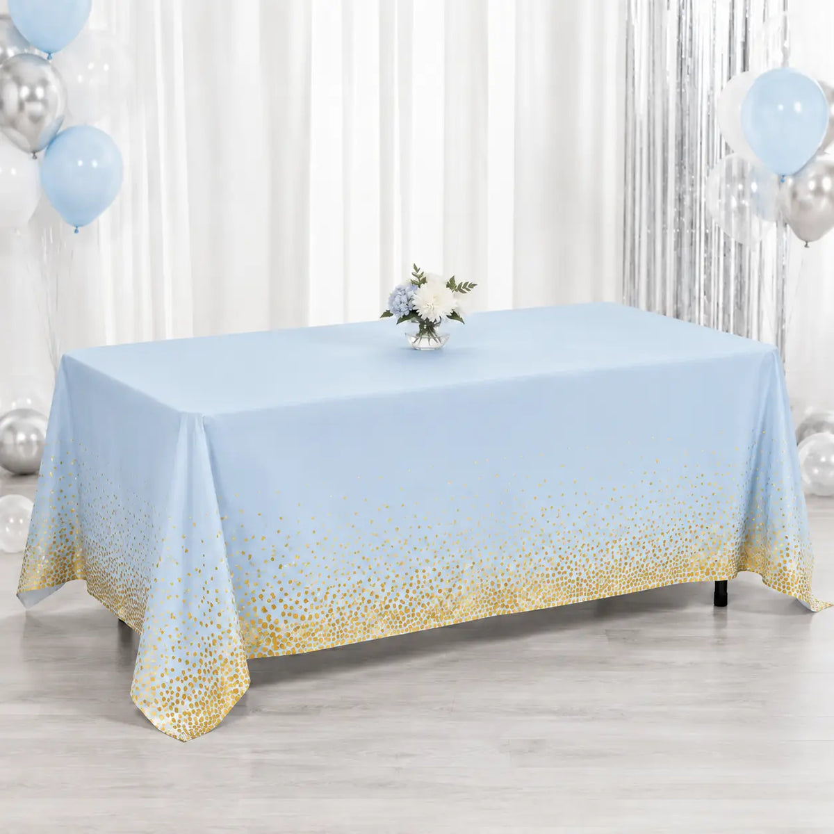 Light Blue and Gold Confetti Table Cover-137×183 cm