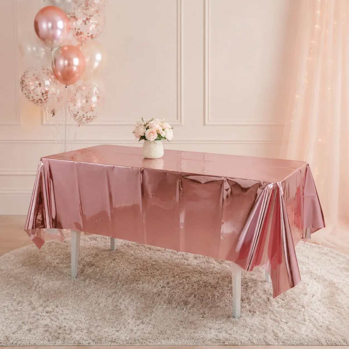 Metallic Rose Gold Table Cover-137×274cm