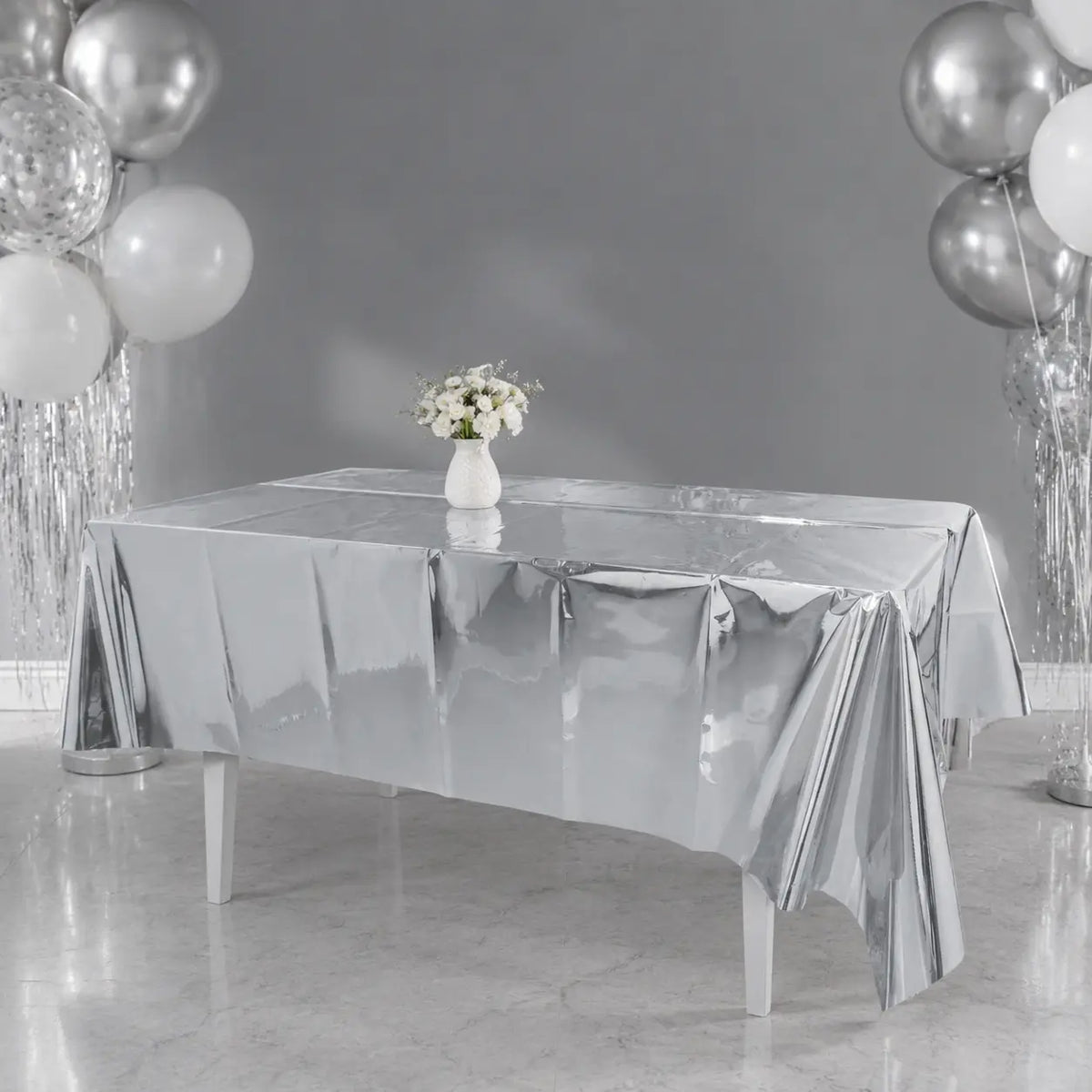 Metallic Silver Table Cover-137×274cm