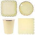 Pastel Yellow Scalloped Party Set