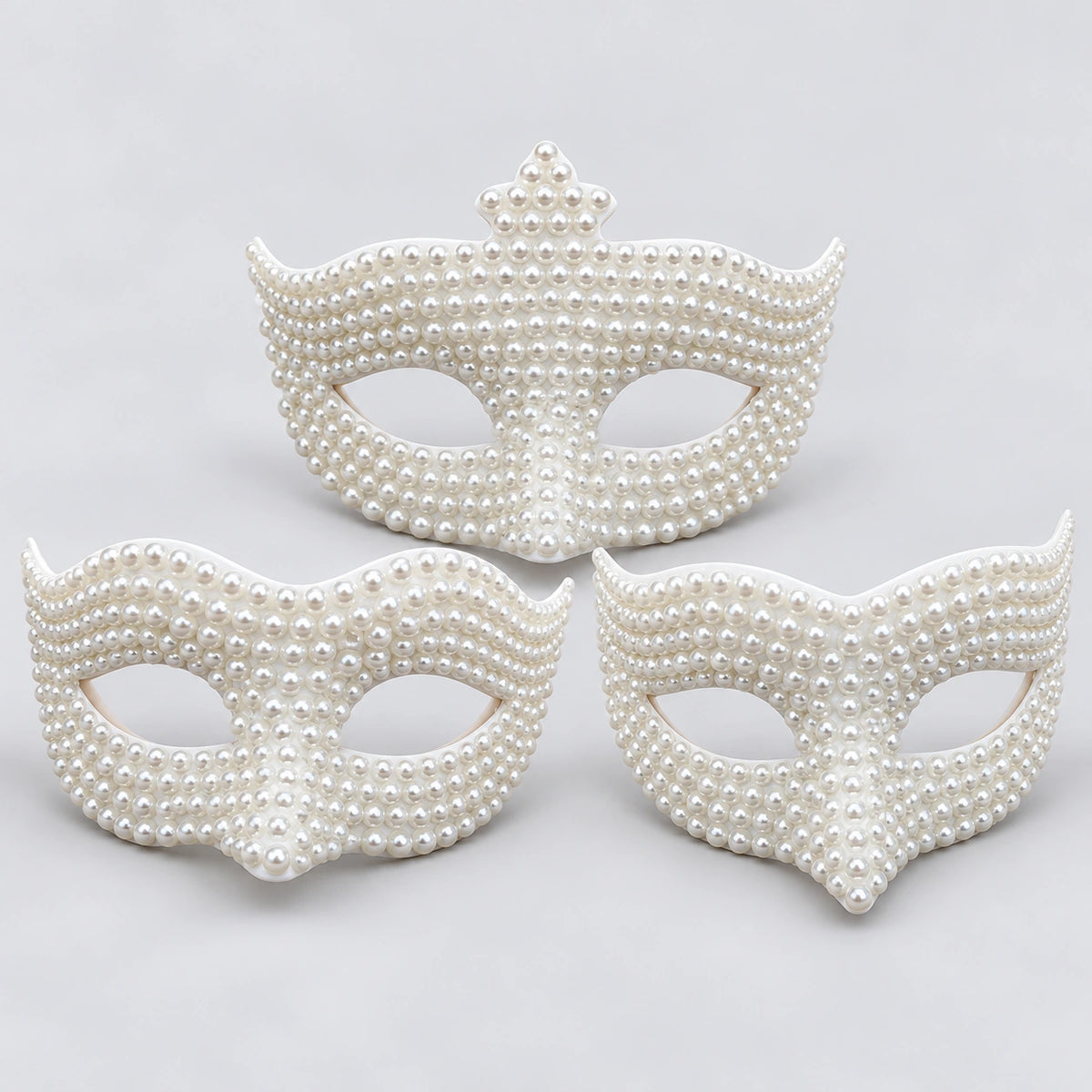 Handmade Pearl Masquerade Mask - Decorative Shapes