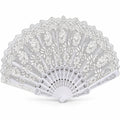 White & Silver Floral Lace Folding Fan