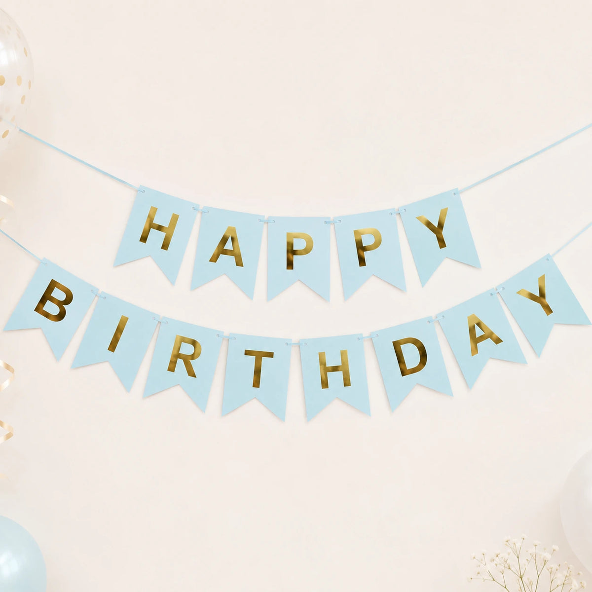 Baby Blue Happy Birthday Banner
