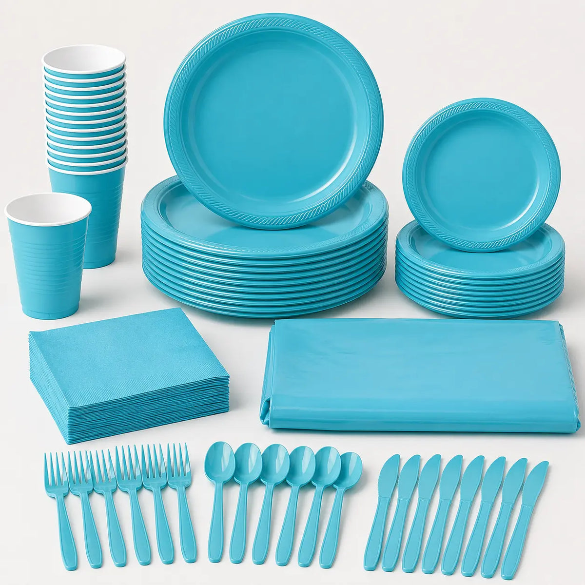 Plastic Classic Light Blue Party Set