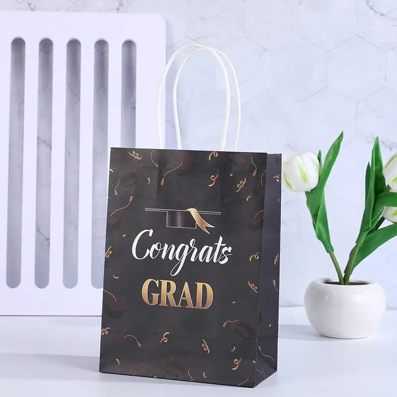 Black Congrats Grad Designed Gift Bag