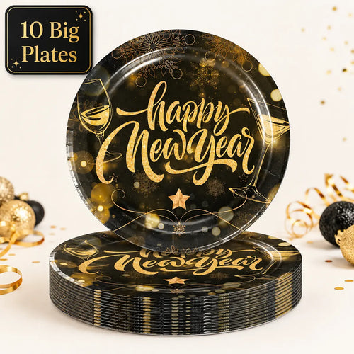 Black & Gold Happy New Year Party Set