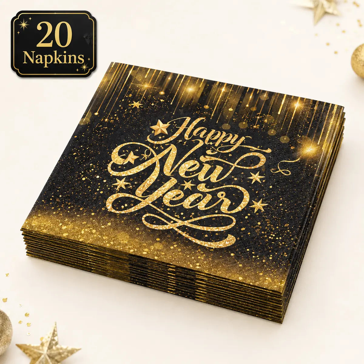 Black & Gold Happy New Year Party Set