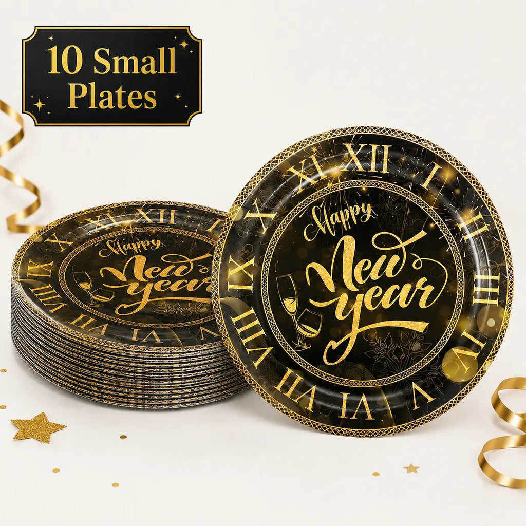 Black & Gold Happy New Year Party Set