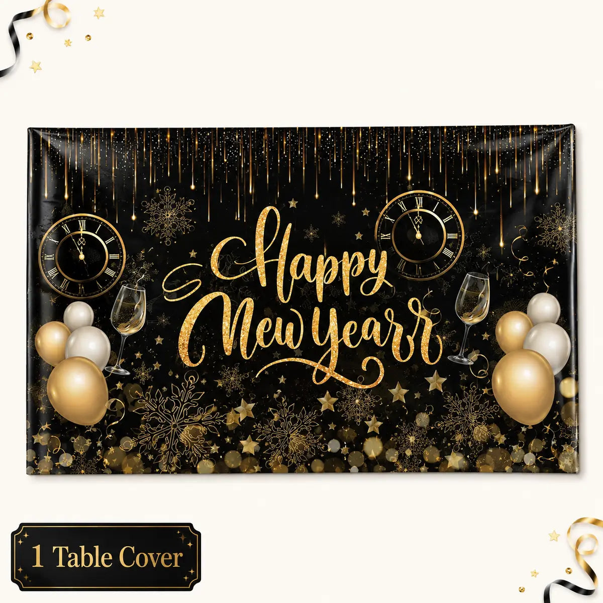 Black & Gold Happy New Year Party Set