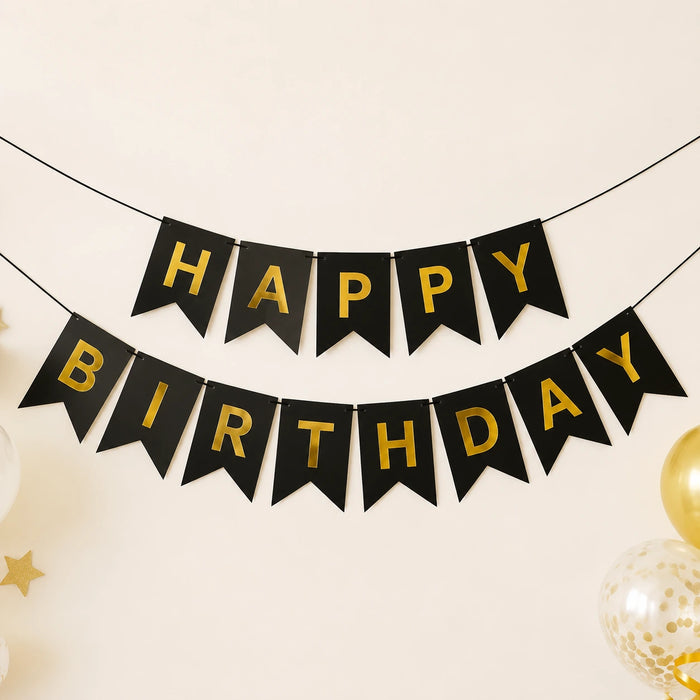Black Happy Birthday Banner