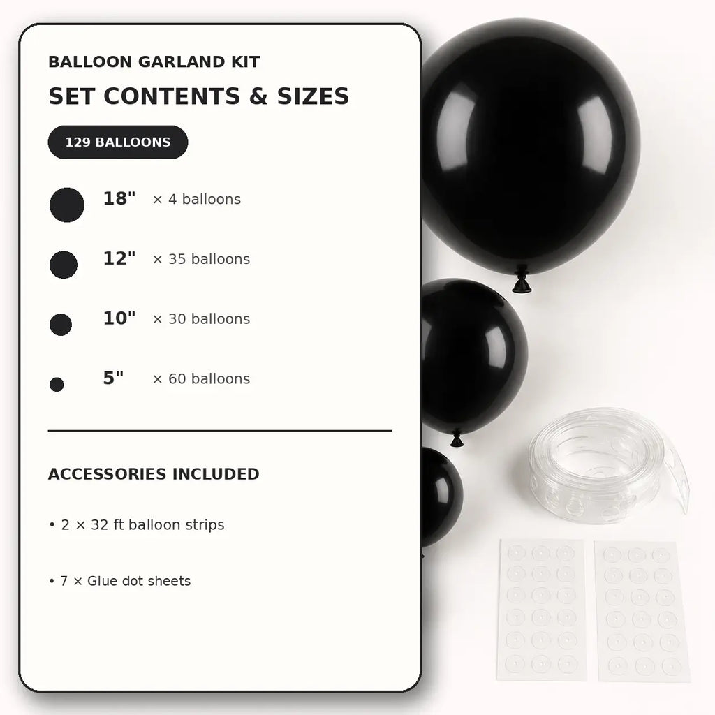 Black Balloon Decoration Set
