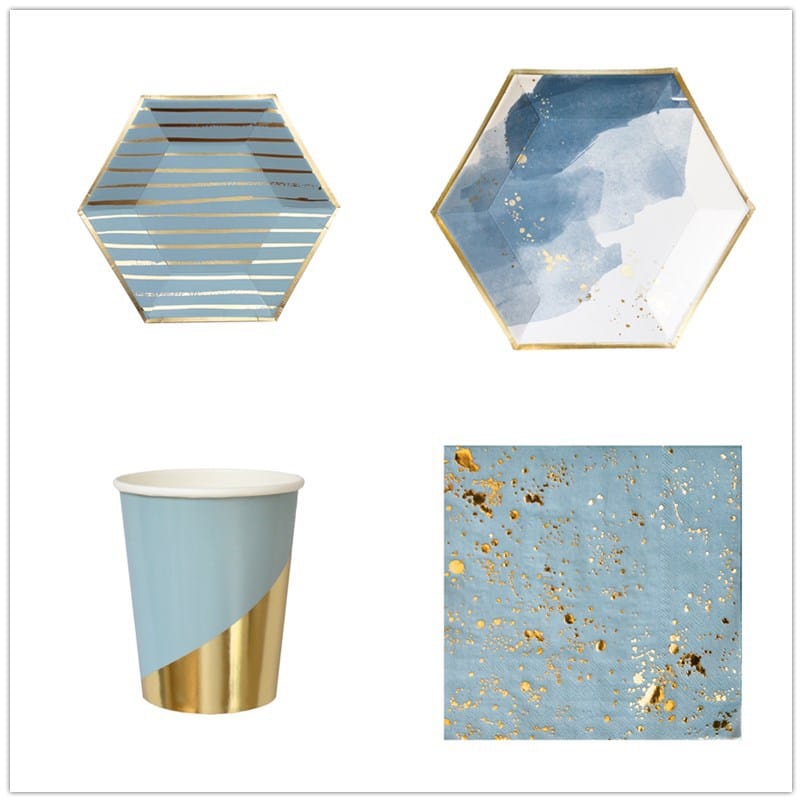 Blue & Gold Geometric Party Set