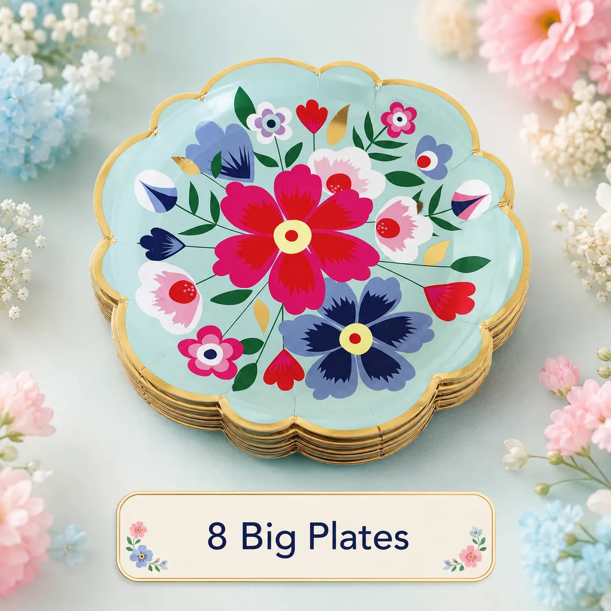 Blue Floral Party Set