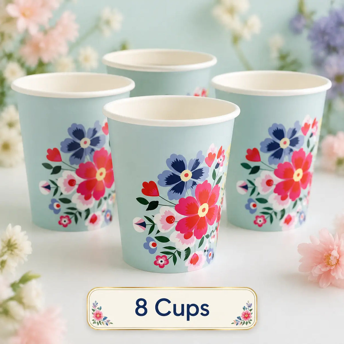 Blue Floral Party Set