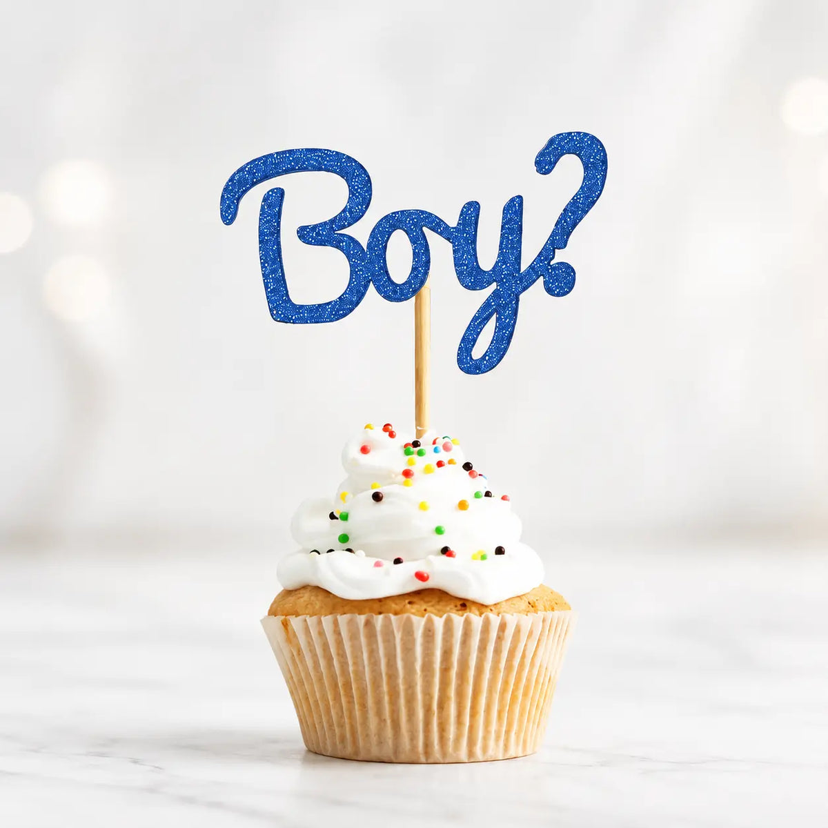 10 Boy or Girl Glitter Cupcake Topper